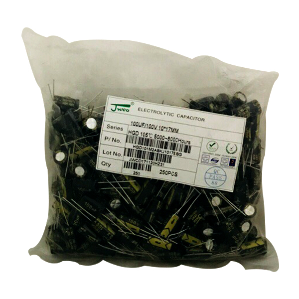 JWCO, 100uf 100v, HGD 100/100V 105' 5000-8000Hours,10x17mm, 250Pcs