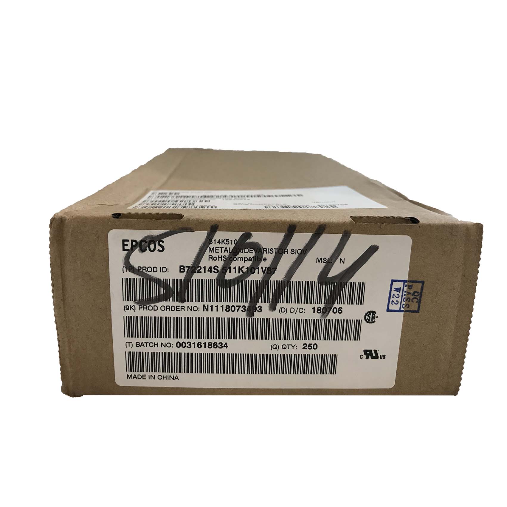 Epcos, S14K510, MOV, B72214S511K101, 250pcs, Datasheet