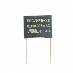0.33Uf 305Vac, 334Mfd 305Vac, 330Nf 305Vac, X2 15mm Box Capacitor, Desai Electronics, Pack of 500Nos